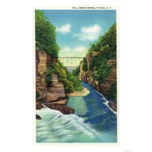 Ithaca, New York   View of Fall Creek Gorge Premium Poster Print 
