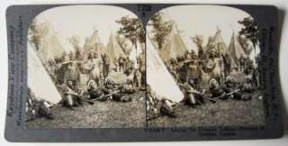 Iroquois Indians Province of Quebec CANADA Stereoview Teepees Guns Bow 