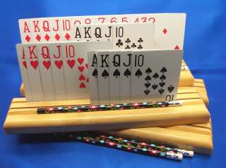 Set Of 4 Hand Made Wooden Playing Card Holders  