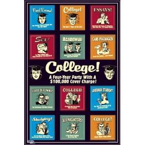 RETRO SPOOF COLLEGE COLLAGE 24x36 WALL POSTER 7650 