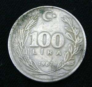1987. TURKISH OLD COINS 100. TURKISH LIRA ATS.  