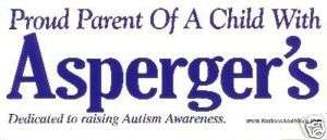 Bumper Sticker   Proud Parent Of Child With Aspergers  