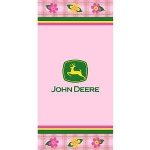  John Deere Plaid and Flowers Pink Beach Towel