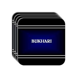 Personal Name Gift   BUKHARI Set of 4 Mini Mousepad Coasters (black 