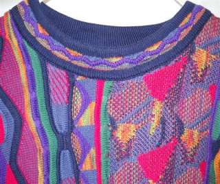 TUNDRA CANADA Sz M Mens Colorful 3 D Textured Purple Blue Sweater 