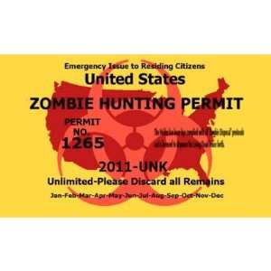  Zombie Hunting Permit Rectangle Sticker Automotive