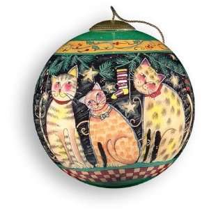Christmas Cats Glass Ornament   NeQwa Art 