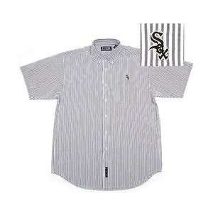   White Sox Seersucker Button Down Shirt by Vesi   Charcoal/White Large