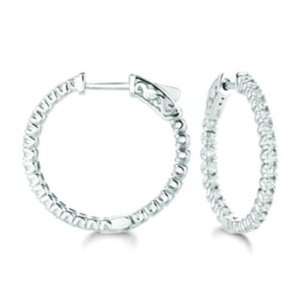  14K White Gold HI Diamond Hoop Earrings Arts, Crafts 