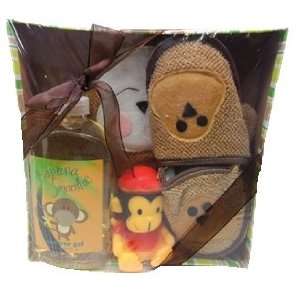 Banana Childrens Bath Gift Set, Includes Shower Gel, Monkey Slippers 