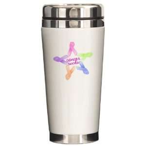 Csux Ribbon Star Breast cancer Ceramic Travel Mug by   
