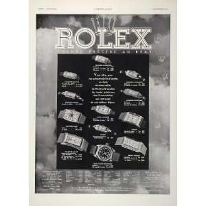 1934 French Ad Rolex Wristwatch Tonneau Tank Oyster   Original Print 