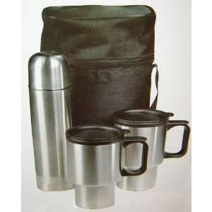  Stainless Steel Travel Mugs and Thermos with Carrying Case 
