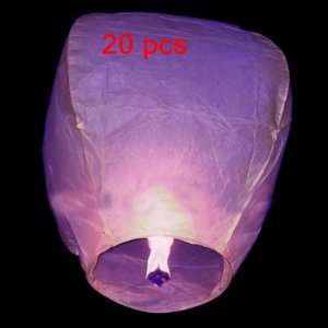  20 Pack Fire Sky Lantern Flying Paper Wish Balloon Purple 