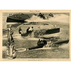  1913 Print Monaco Boat Racing Trophy Jen Veux Racer 