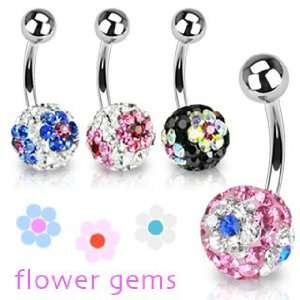 316L Surgical Steel Belly Ring with Swarovski Crystal Ferido Multi 