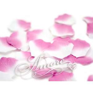   Wedding Silk Rose Petals Flamingo   White and Fuchsia 