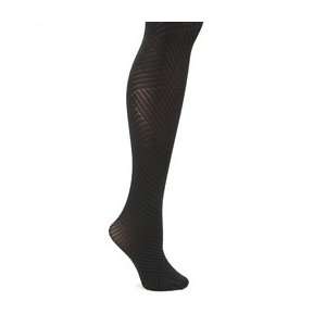 Plus Size Diagonal Lines Control Top Tights (Size D)   Almost Black By 