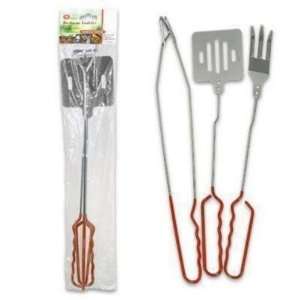  Barbecue Tools 3 Piece Metal with Red Handle Case Pack 24 