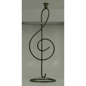 Treble Clef Music Candle Holder Antique Gold Home