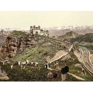 Vintage Travel Poster   Kulm view of the Alps Rigi Switzerland 24 X 18 