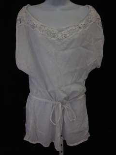 TRF White Short Sleeves Above Knee Tunic Top Dress Sz M  