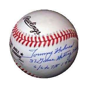   Holmes autographed Baseball inscribed 37 Game Hit streak SIDEPANEL