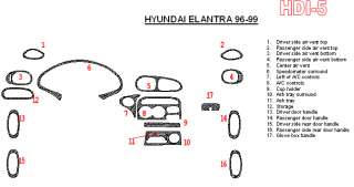 Hyundai Elantra 96 99 Interior Dashboard Dash Wood Trim Kit Parts FREE 