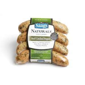 Saags Naturals Smoked Chicken Basil and Cracked Pepper Sausage 12 Oz 