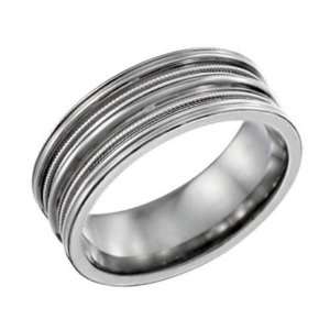  Titanium Grooved and Beaded Band   Size 13.5 Jewelry