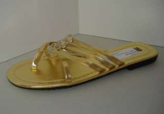 Gold Designer Flip Flop Sandal Strappy NEW Michelle  