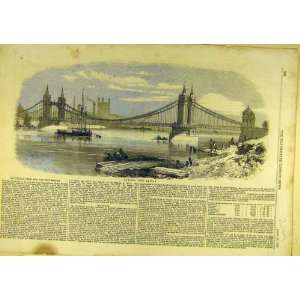    1858 Chelsea New Bridge Thames River Battersea Park