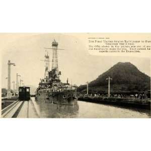  1915 Print American Battleship Ohio Canal Cadets WWI 
