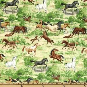  44 Wide Open Range Horse Pastures Green Fabric By The 
