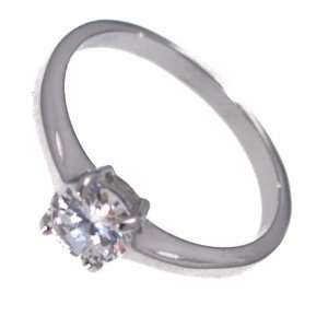  Langham Sterling Silver Cubic Zirconium Solitaire Ring 