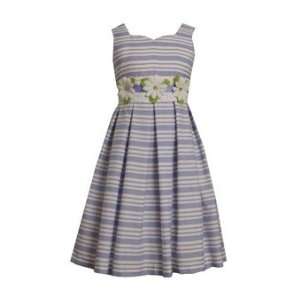    Girls Periwinkle Stripe Linen Dress (6X)   R36965 