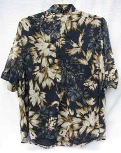 Coldwater Creek Gold Traced Floral Pintucked Blouse  