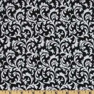  44 Wide Fleur Noir Flourish Black/Light Grey Fabric By 