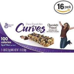 Curves Bars  Chocolate Peanut 2 Count, 1.76 Ounce Boxes (Pack of 16 