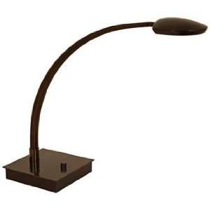  Mondoluz Pelle Curve Bronze Square Base LED Desk Lamp 