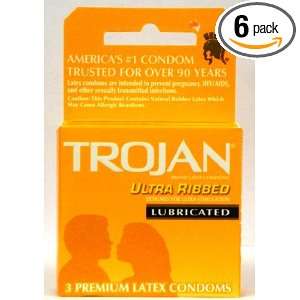   Ribbed, 3 Per Box (Pack of 6) Total 18 Condoms