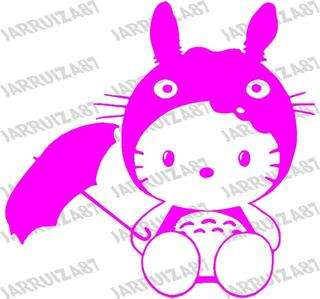   DESIGNED VINYL HELLO KITTY IN TOTORO COSTUME DECAL FOR YOUR VEHICLE