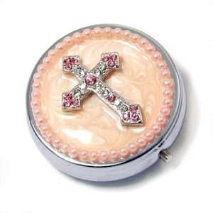  Fashion Pill Box Case with Crystal Cross Beauty