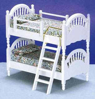 Dollhouse Miniature White Spindle Bunk Bed  