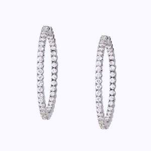 50 carat total Round Diamond 14k White Gold HOOP Earrings F color VS 