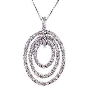  Linda S Oval C.Z. Diamond Silver Necklace Pendant 