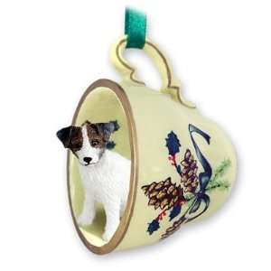   Terrier Green Holiday Tea Cup Dog Ornament   Roughc