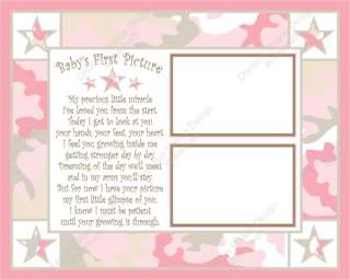 Pink and Khaki Camo Babys Sonogram Print with Poem  