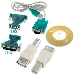   RS232 Serial (DB9&DB25 Male Adapter)+ USB 2.0 A F to B M Adapter
