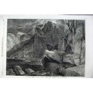  1861 EagleS Nest Bird Prey Cliffs Rocks Landseer Print 